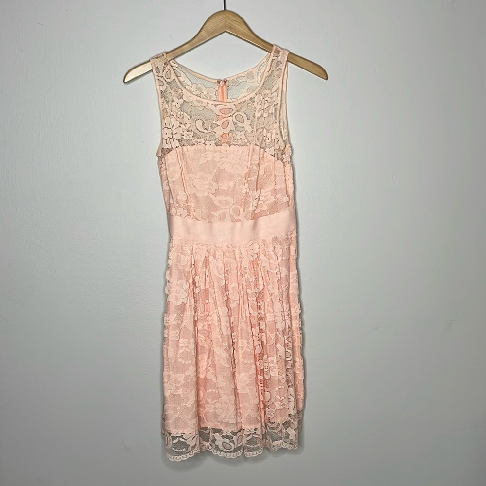 Pink/Blush Mid Length Lace Dress